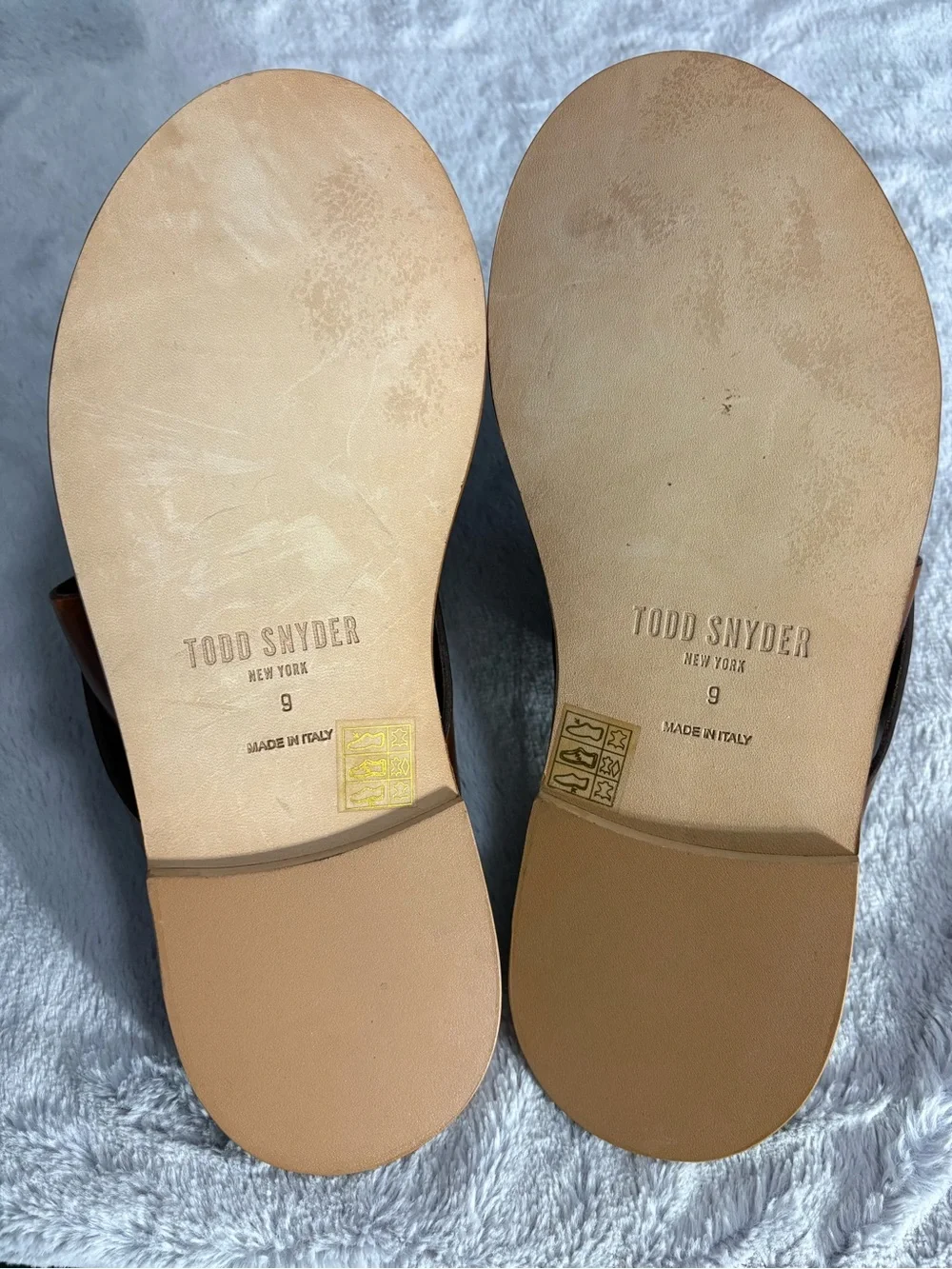 Todd Snyder Men's Cognac Leather Slide Sandals